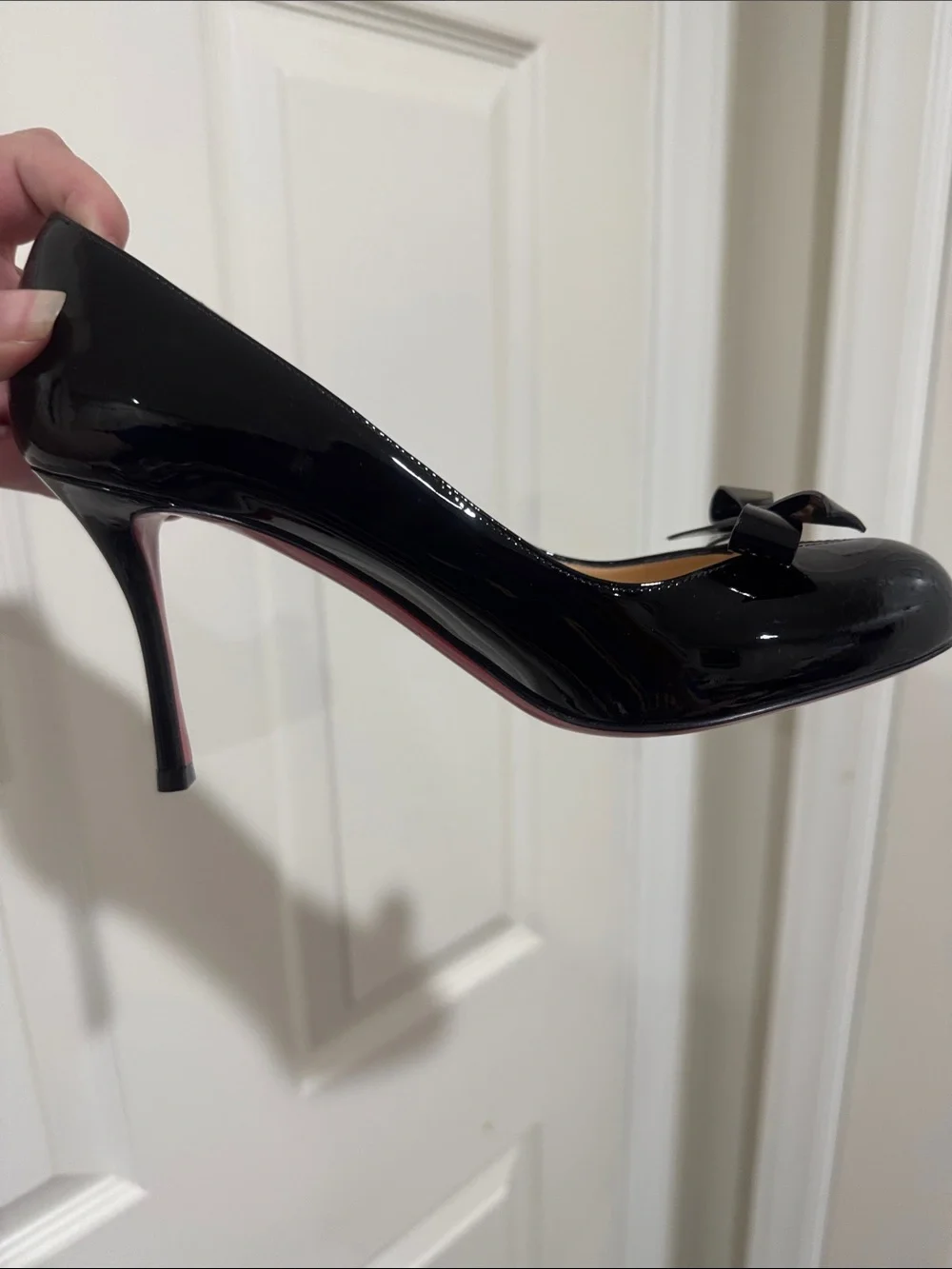Christian Louboutin/Black Patent 4” Heels with Bow On Toe/US Size 6.5/NWOT! - Picture 12 of 16